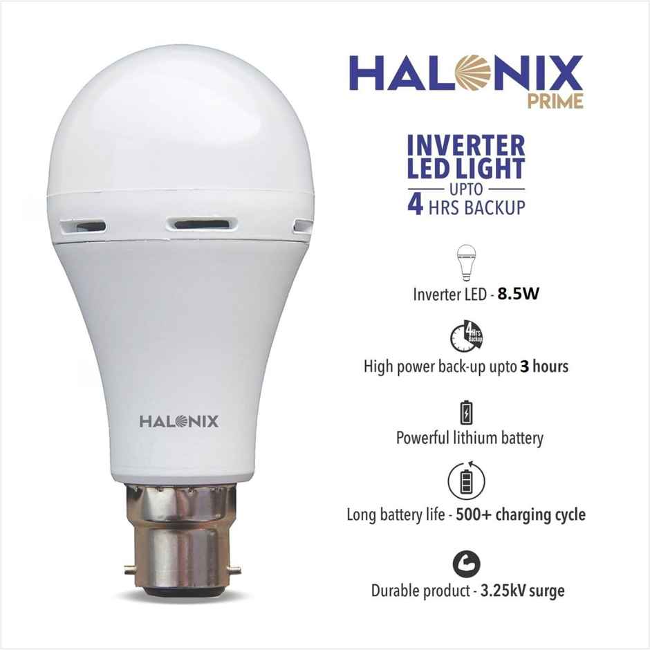 Halonix 8.5W B22 Rechargeable Emergency Bulb