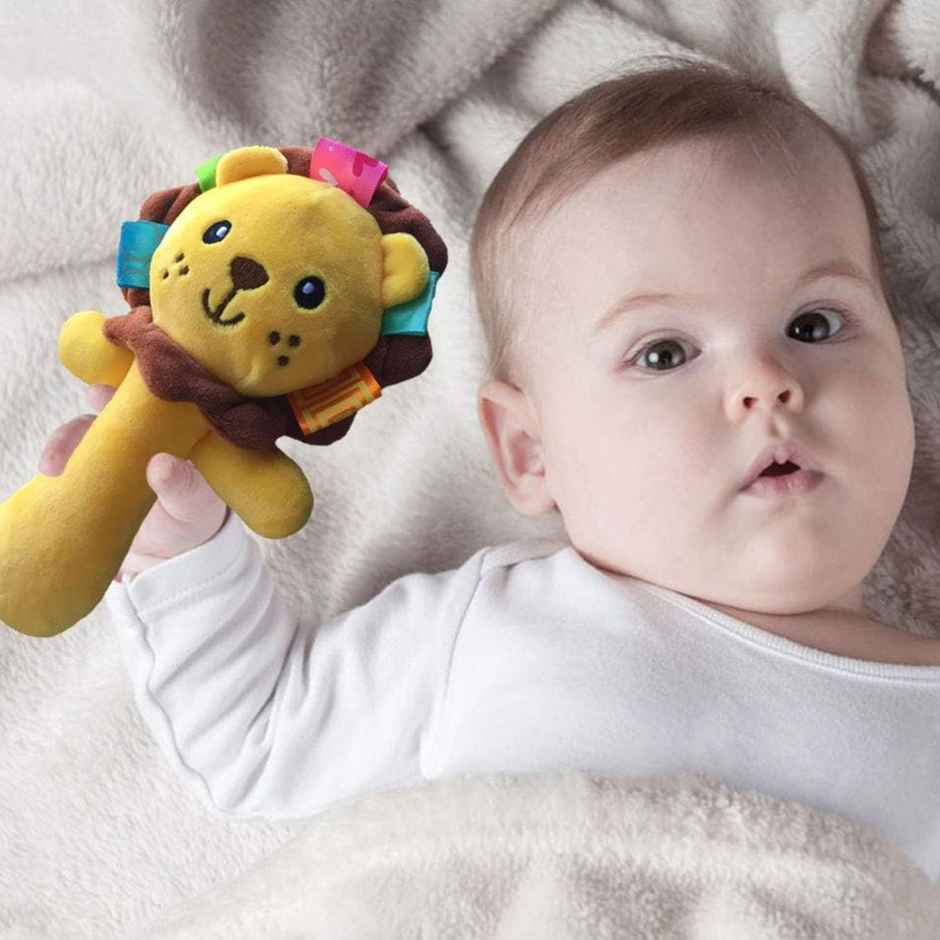 Toyshine Lion qoft Baby Rattle Plush Stuffed Animal Hand Rattle for Toddlers Girls Boys