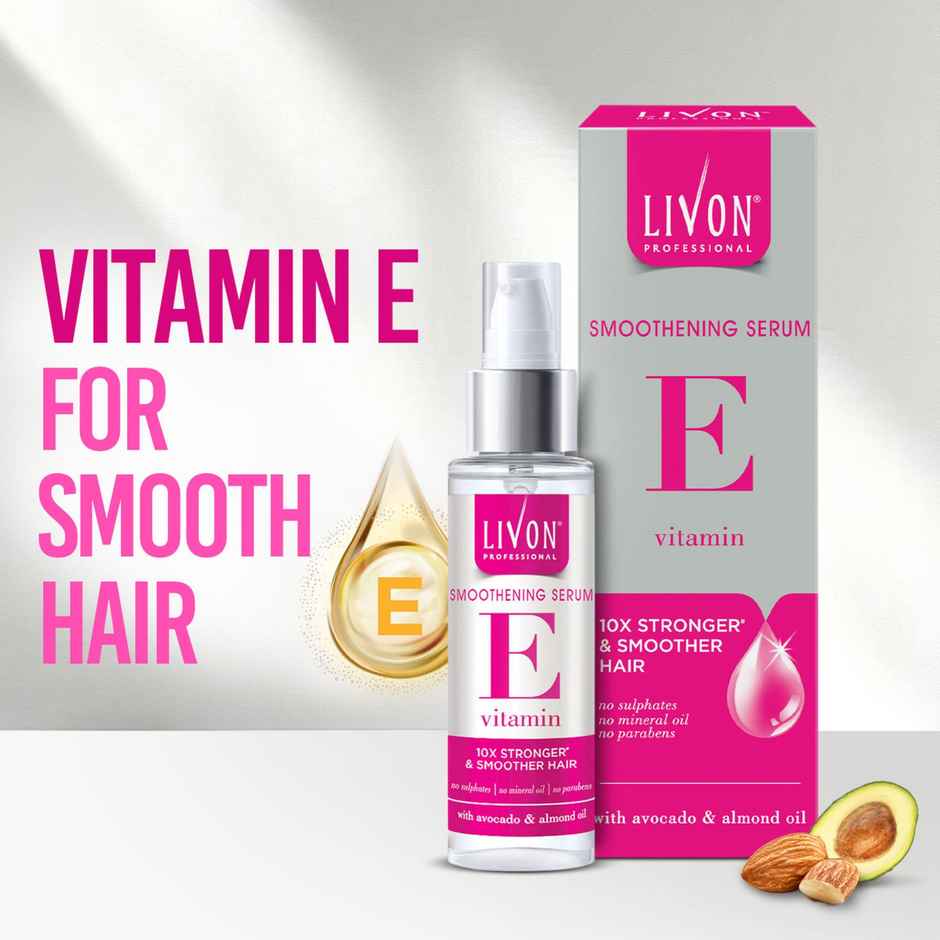 Livon Professional Smoothening Serum for Women & Men | With Vitamin E, Avocado & Almond Oil