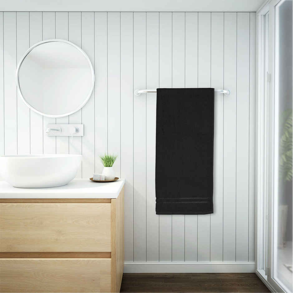 Welspun 100% Cotton Quik Dry Black Bath Towel For Men And Women