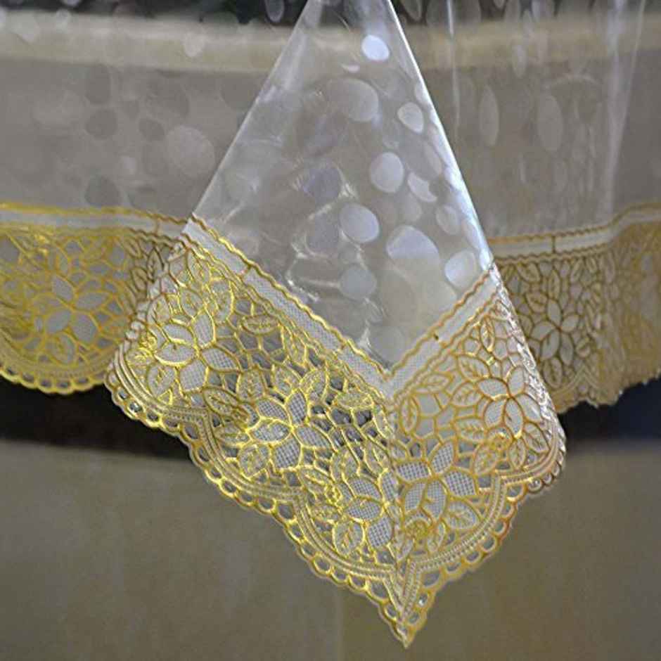 Kuber Industries 60X90 Inch Dining Table Cover for 6 Seater for Home Decor | DTC | Gold