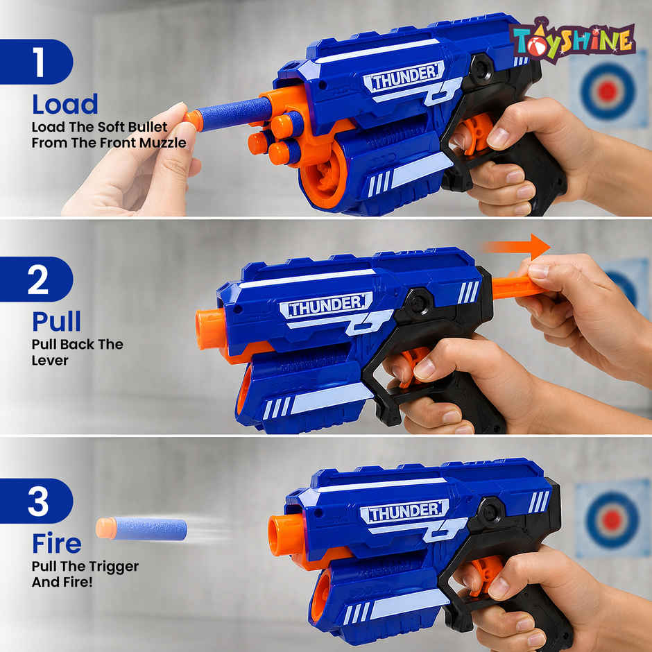 Toyshine Long-Range Foam Blaster Gun Toy with 10 Bullets | Safe & Multicolor Fun | Toy Gun