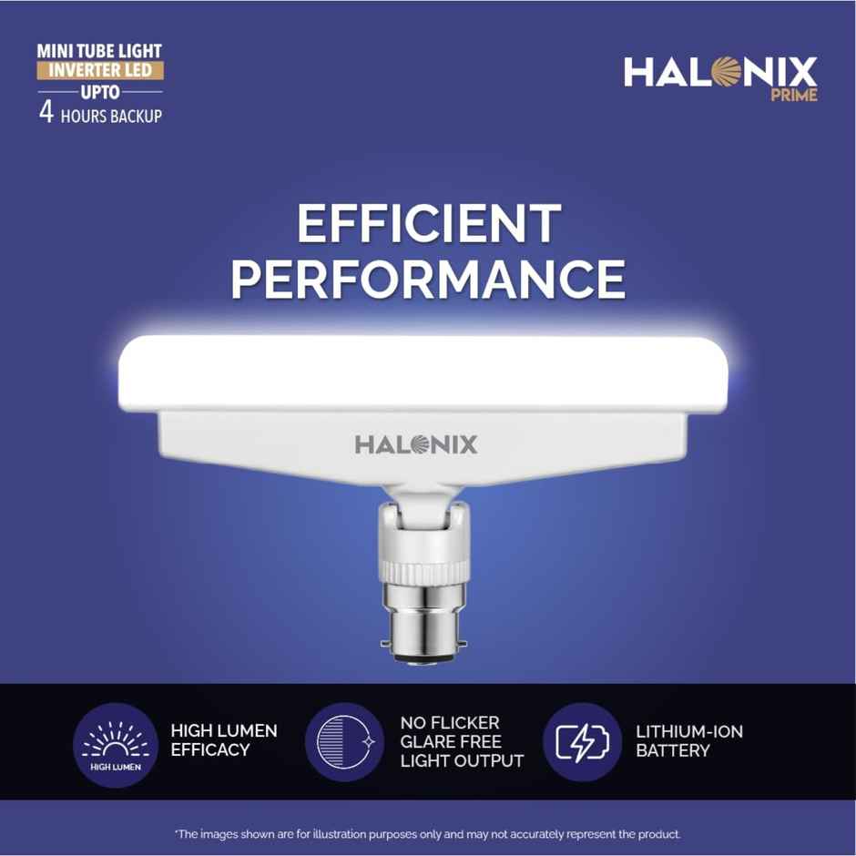 Halonix 10W B22 Rechargeable Inverter T-Bulb, Emergency Mini Tubelight