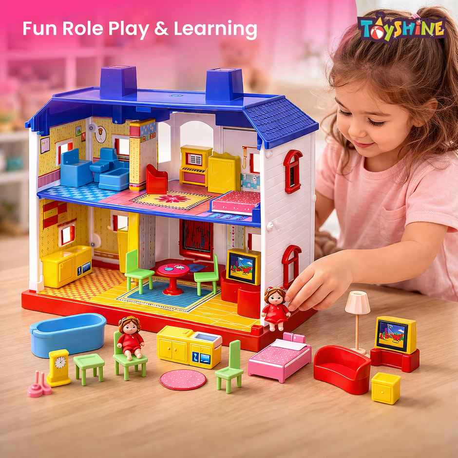 Toyshine Marry'S Home Sweet Dream Diy Doll House With 2 Compartment And Furniture Accessories
