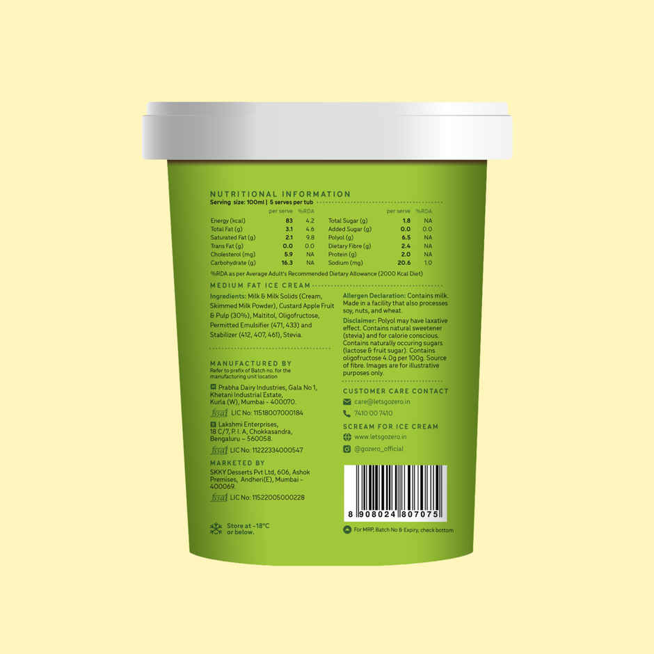 Go Zero Simply Sitaphal Guilt Free Ice Cream Tub