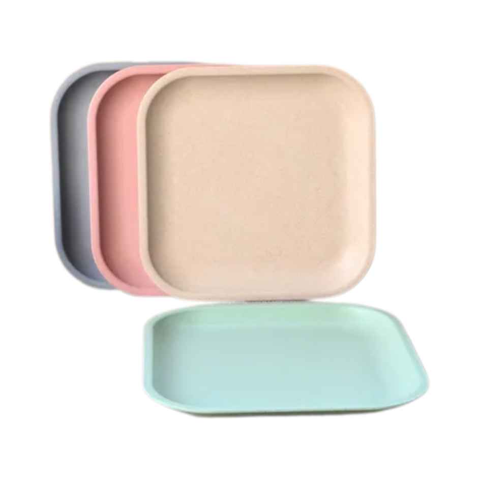 Eha Earth Friendly Snack Plate | 8", 4 pcs, Multi-light | Made with Rice Husk Biocomposite