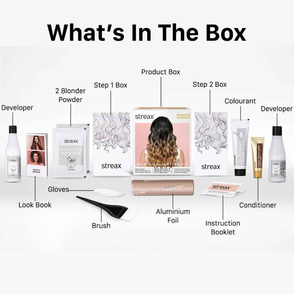 Streax Hair Colour Highlighting Kit Vibrant Blonde For Women