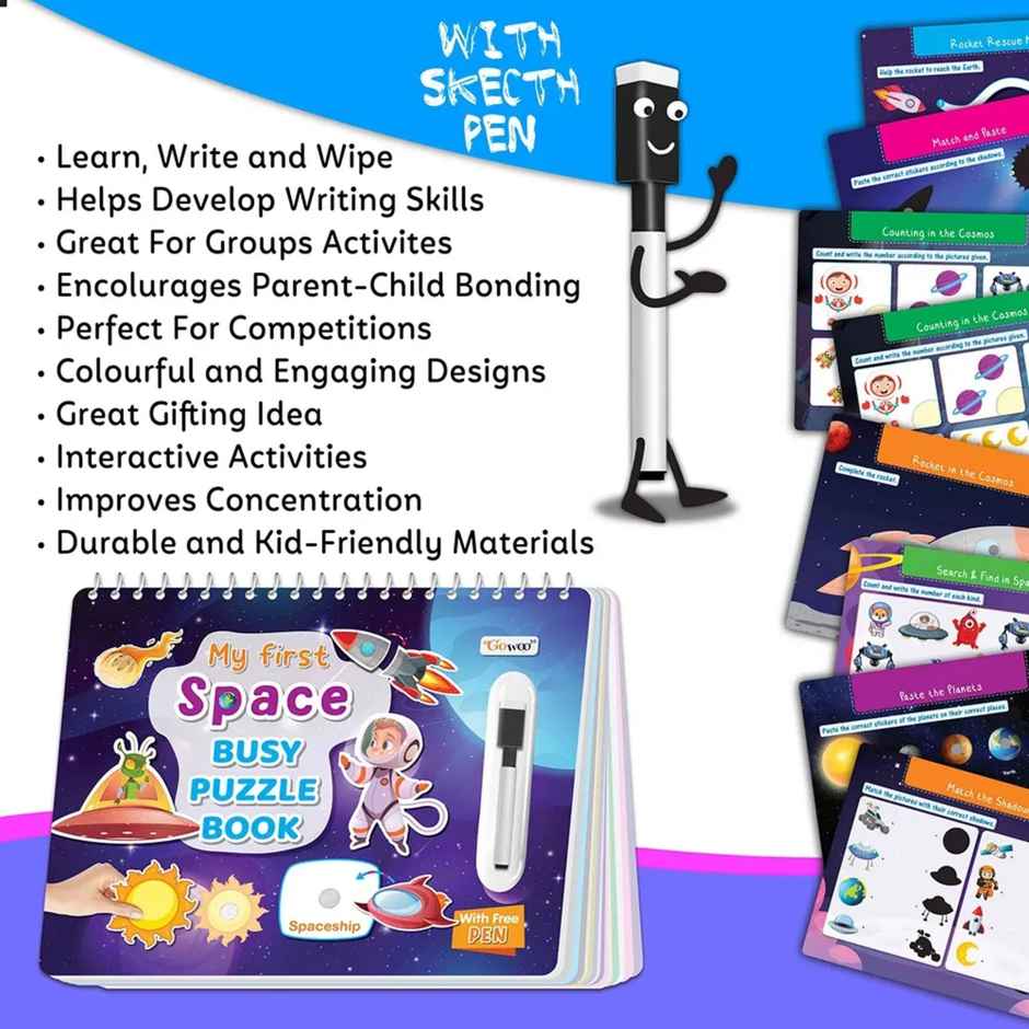 My First Space Busy Puzzle Book - Spiral Binding Book | Sticker Activity Book for Early Learners