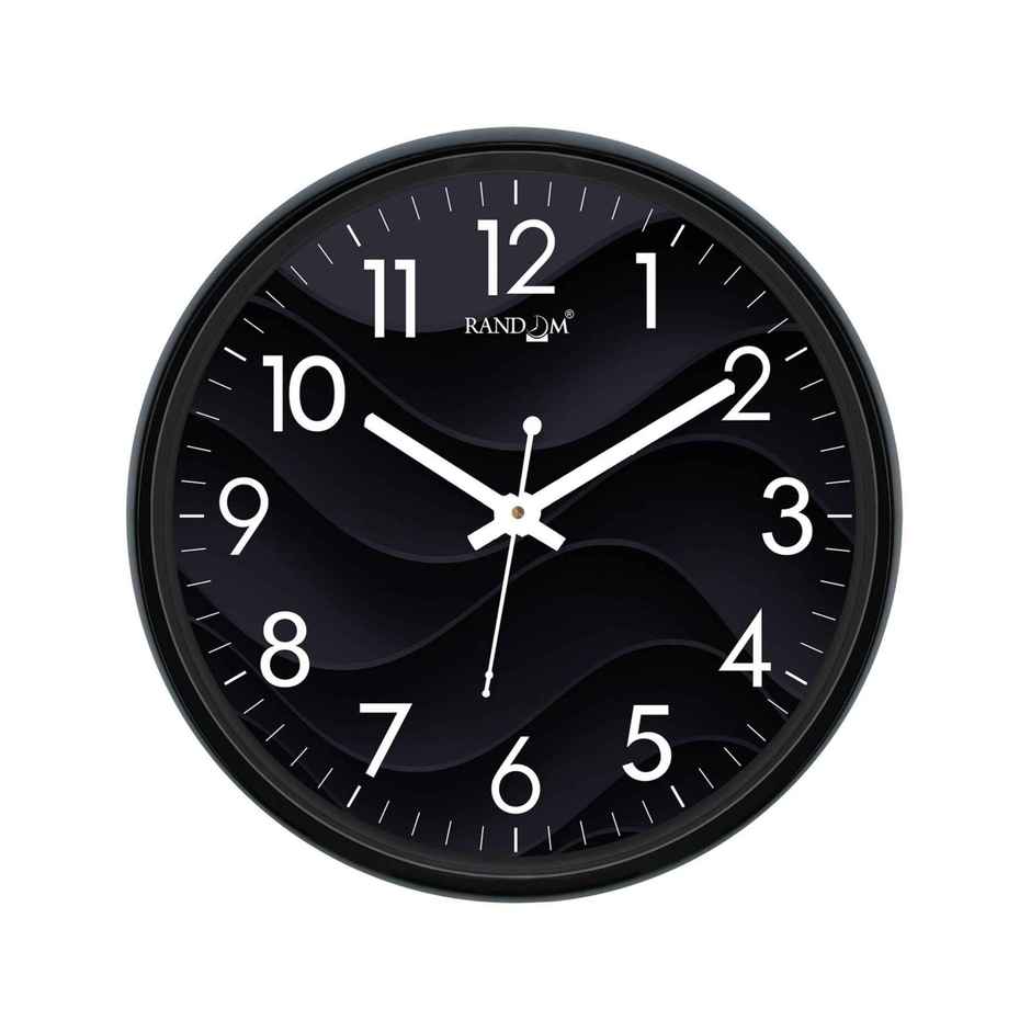 CasaCraft Pepperfry Wall Clock Black Plastic Round Quartz Movement Modern Design for Decor Home