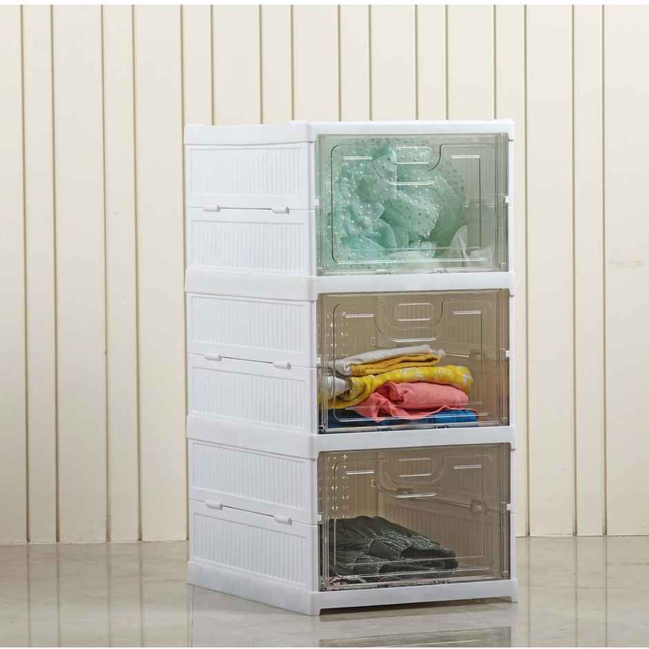 Ambition Foldable Kitchen Organizer Storage Box - Collapsible Kitchen Rack | Clear-door Step-6 - Assorted