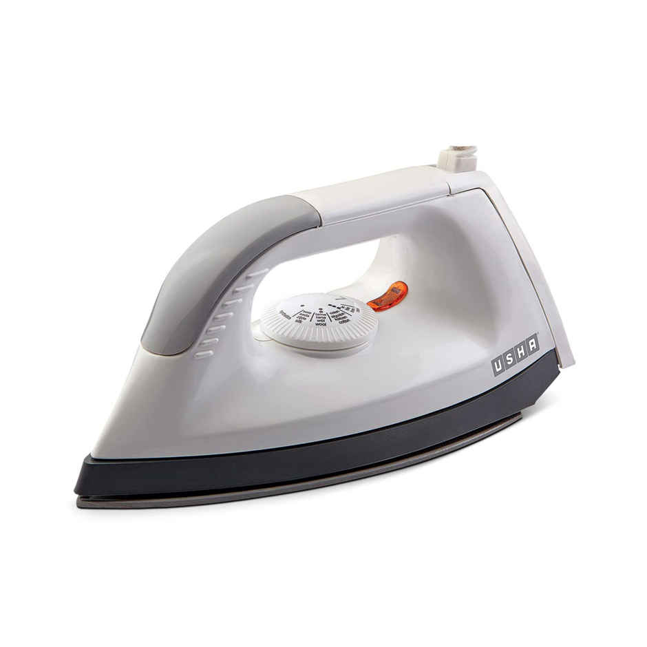 Usha Dry Iron 1602 (1000W) Non-Stick PTFE Coated Soleplate With 180 Degree Swivel Cord - Grey