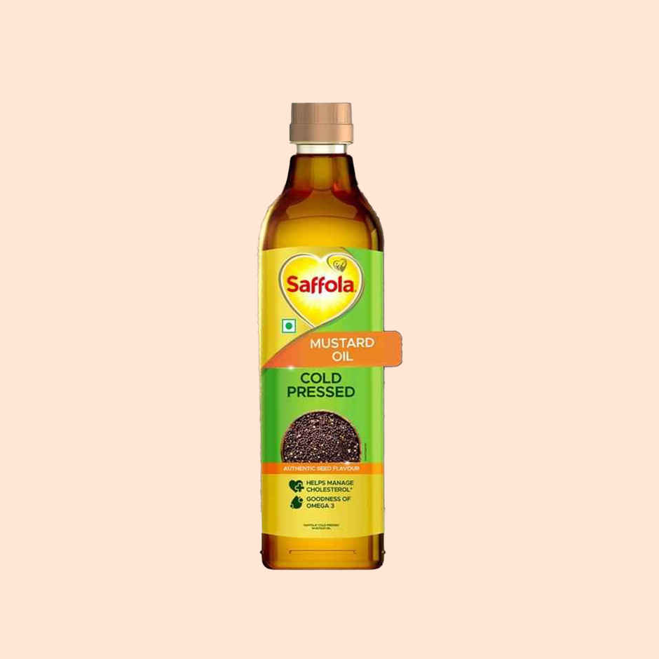 Saffola Cold Pressed Kachi ghani Mustard Oil, 0 trans fat, Unrefined, Chemical free