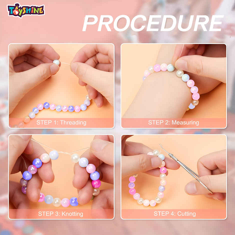 Toyshine Diy Jewellery Bead Set with Bunny Box For Making Bracelets-Necklaces and Earrings | Age 6+