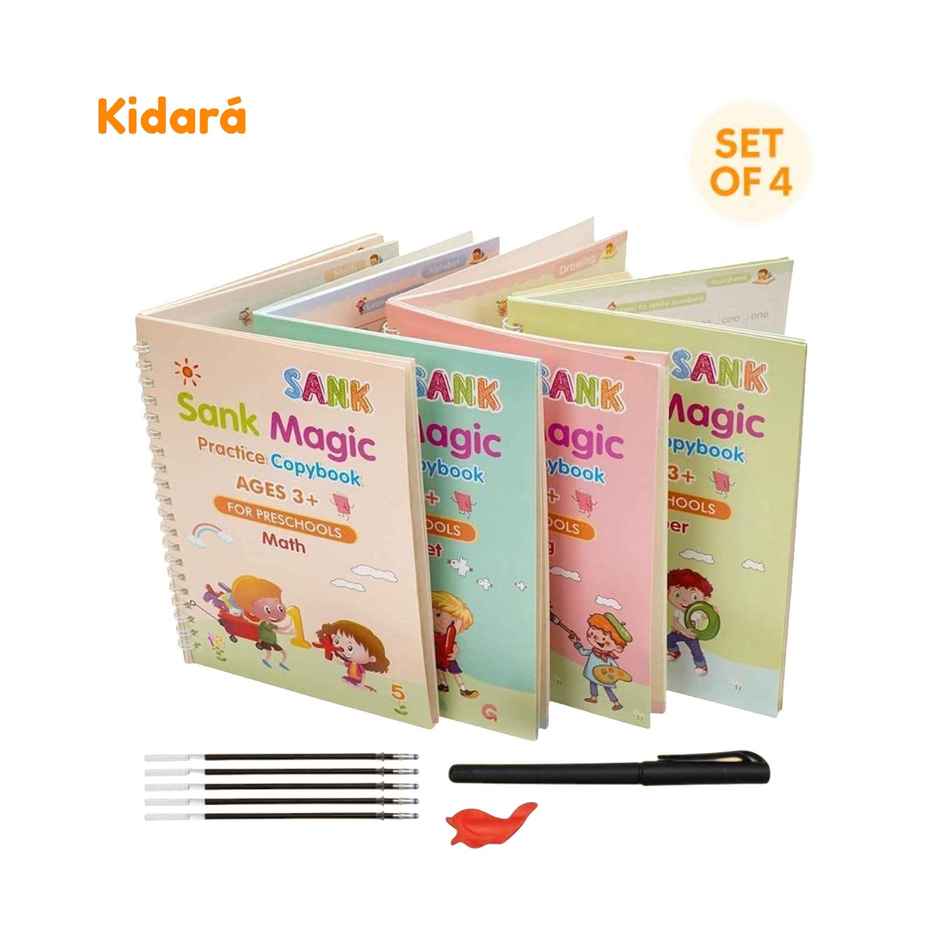 Kidara Sank Magic Kids Practice Book | 4 Books + 10 Refill + 1 Pen + 1 Grip