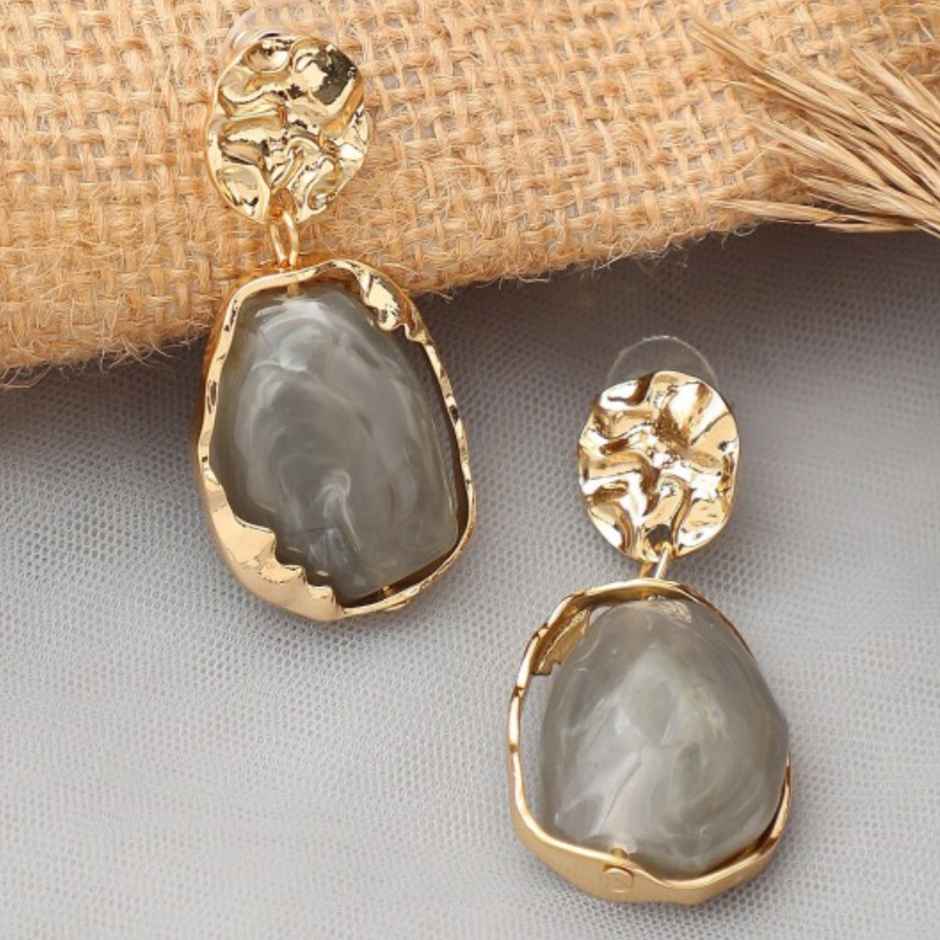Just Lil Things Resinl Marble Grey Earrings | Jlt11233