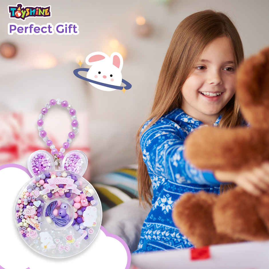 Toyshine Diy Jewellery Bead Set with Bunny Box For Making Bracelets-Necklaces and Earrings | Age 6+