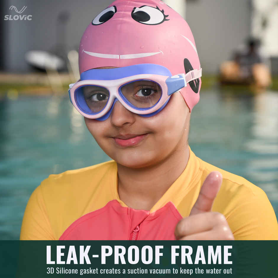 Slovic Kids Swimming Goggles - Anti-Fog with Adjustable Soft Strap | Purple & Pink