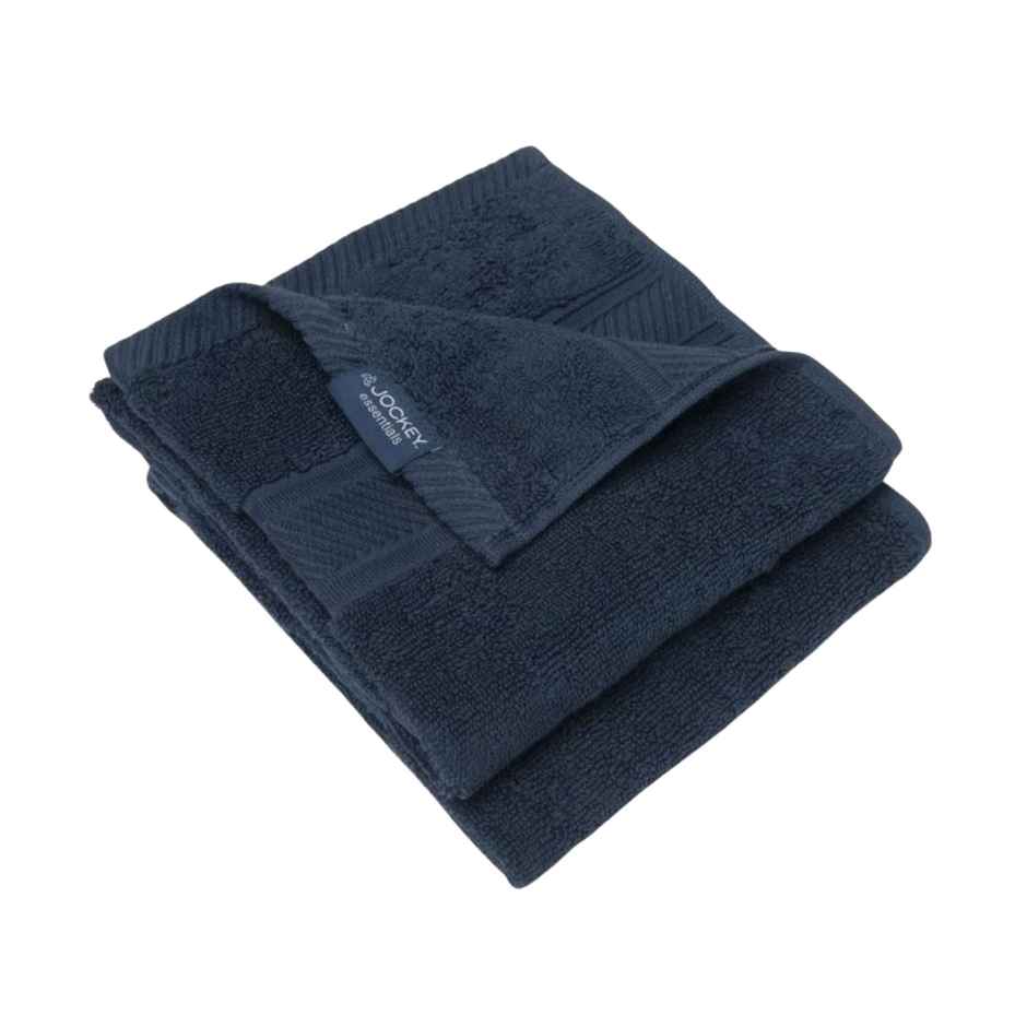 Jockey T201 Cotton Terry Hand Towels | Ultrasoft & Durable | Solid Navy