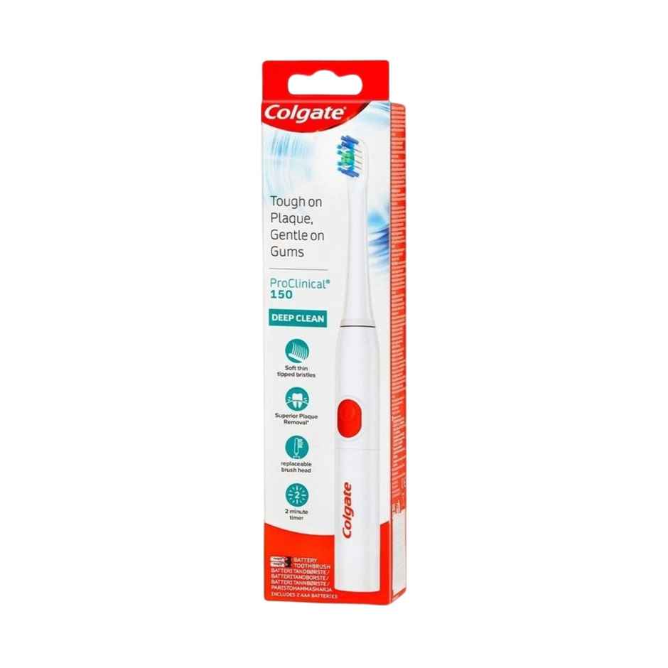 Colgate Proclinical 150 Battery Powered Toothbrush, Electric Toothbrush With Soft Bristles And Strong Strokes