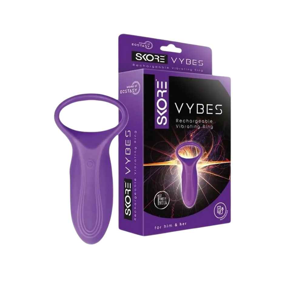 Skore Lubes - Strawberry Flavour (50ml) & Skore Vibrating Rings - Vybes (1pc) Combo