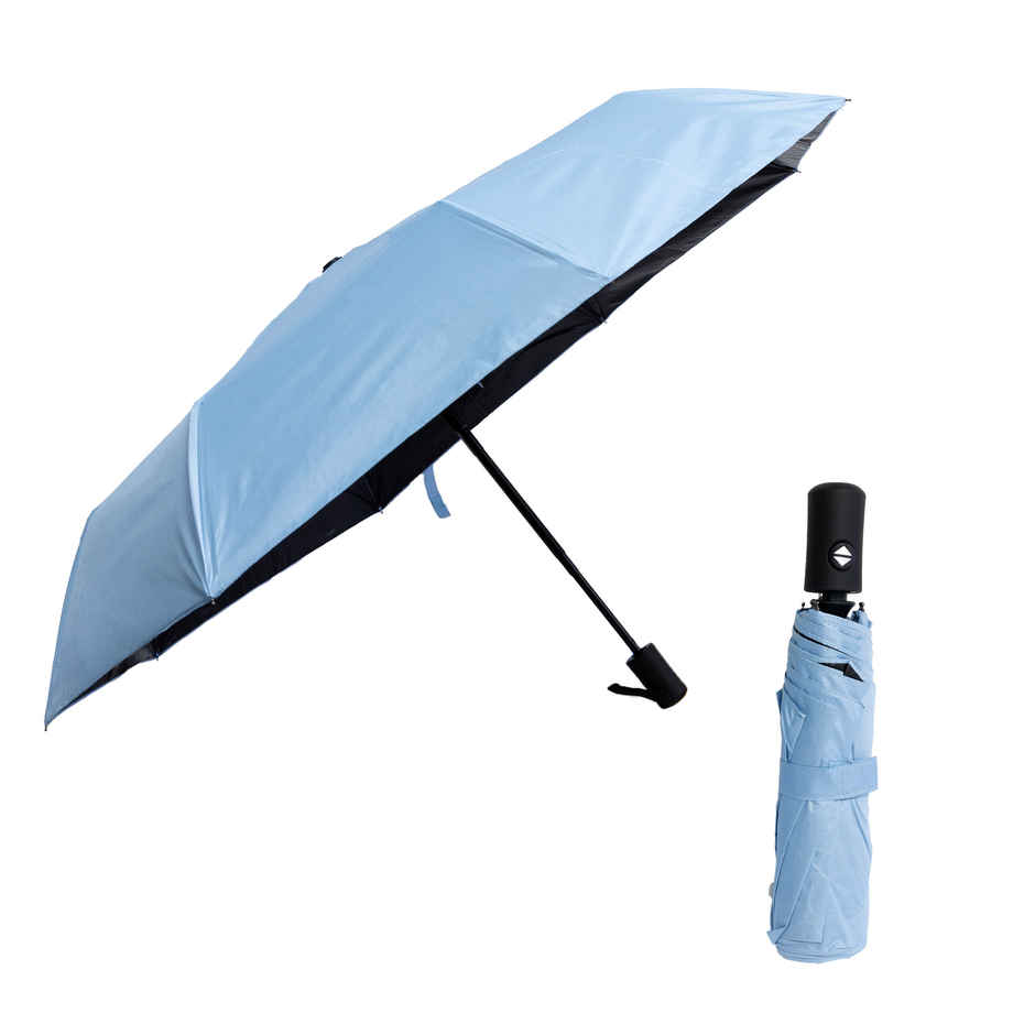 Fendo 3 Fold 22 inch Auto Open Close Blue with Silver Coating Umbrella