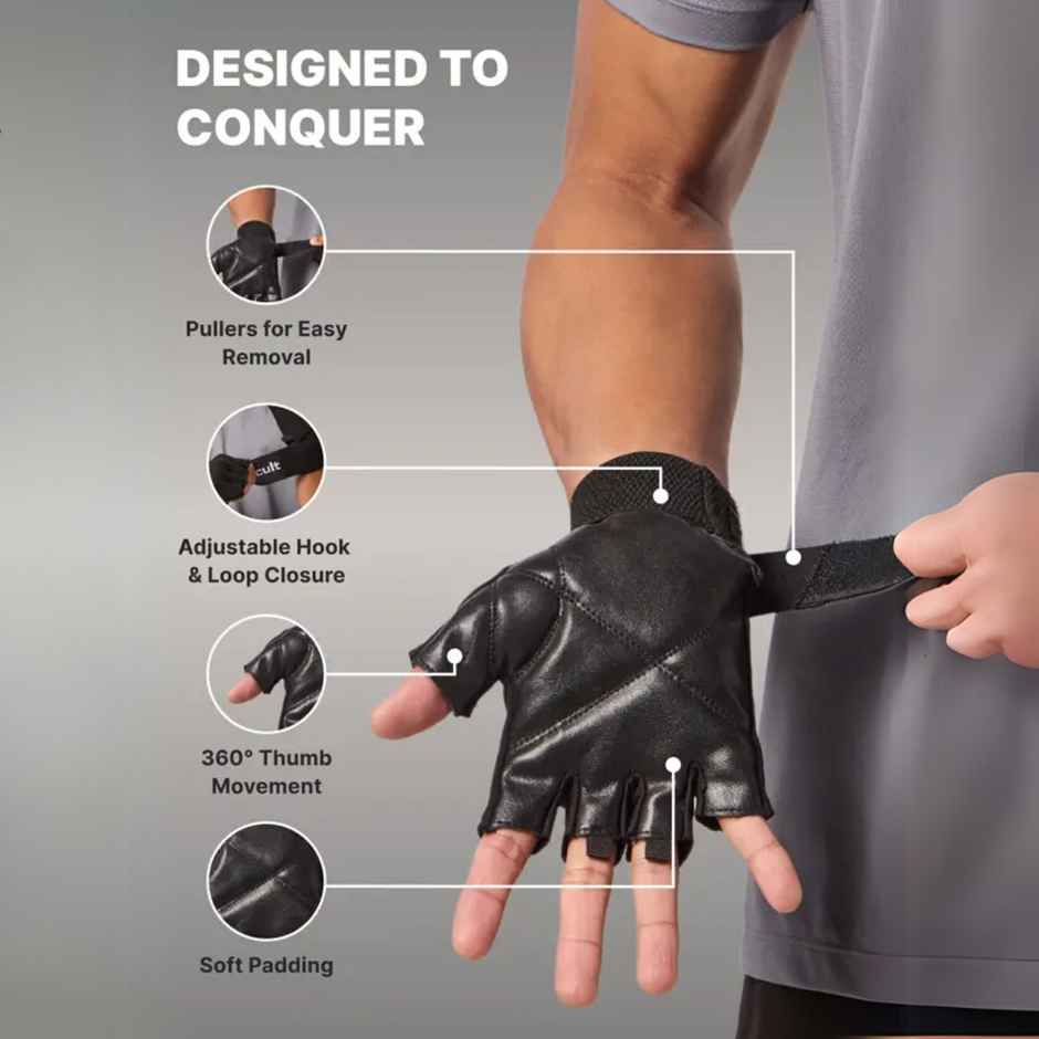 Cult Workout Gym Gloves | Medium | Black/Red