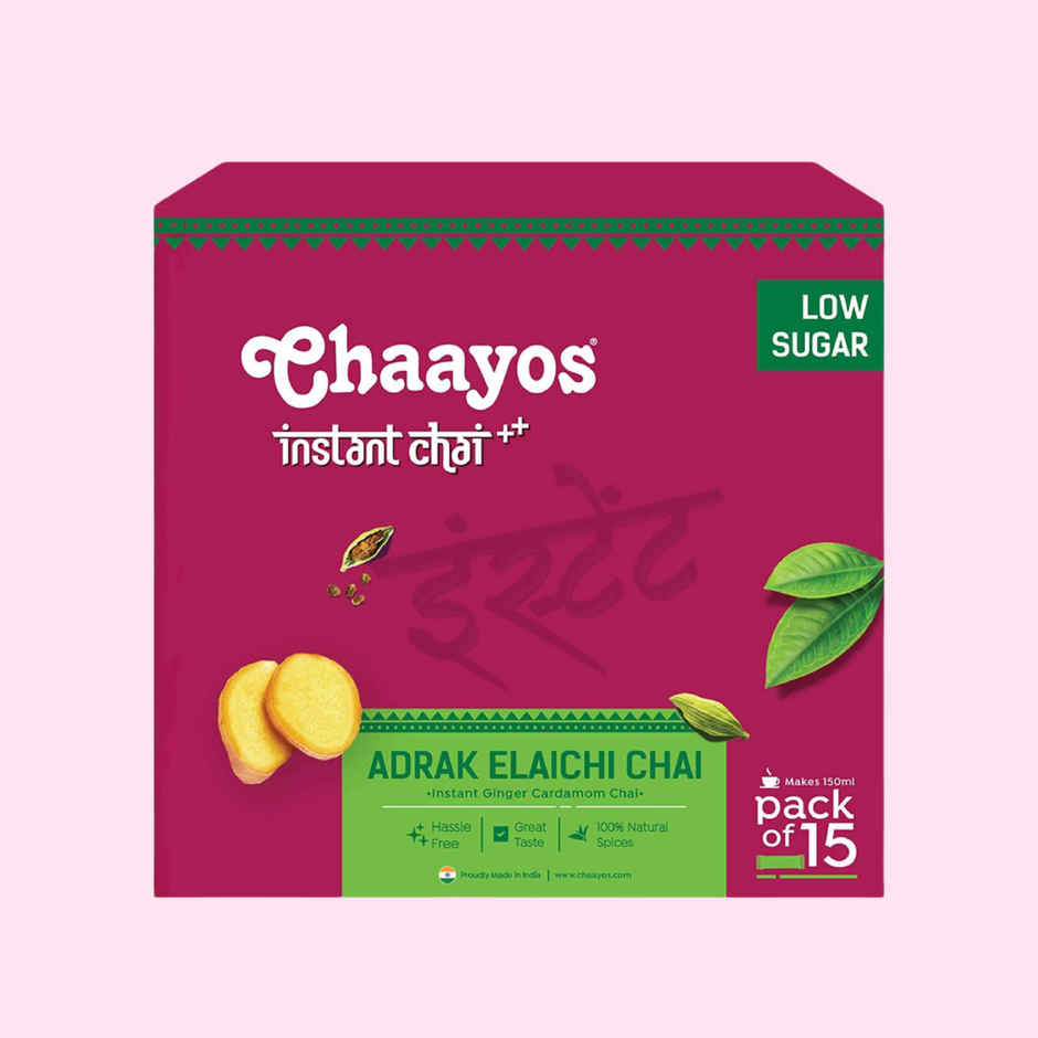 Chaayos Adrak Elaichi Instant Tea Premix - Low Sugar