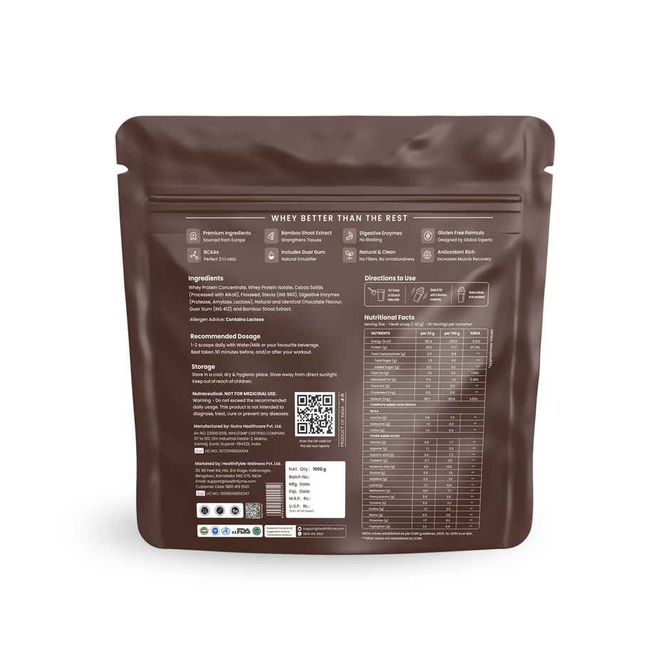 Healthifyme 100% Whey Protein Blend Double Chocolate