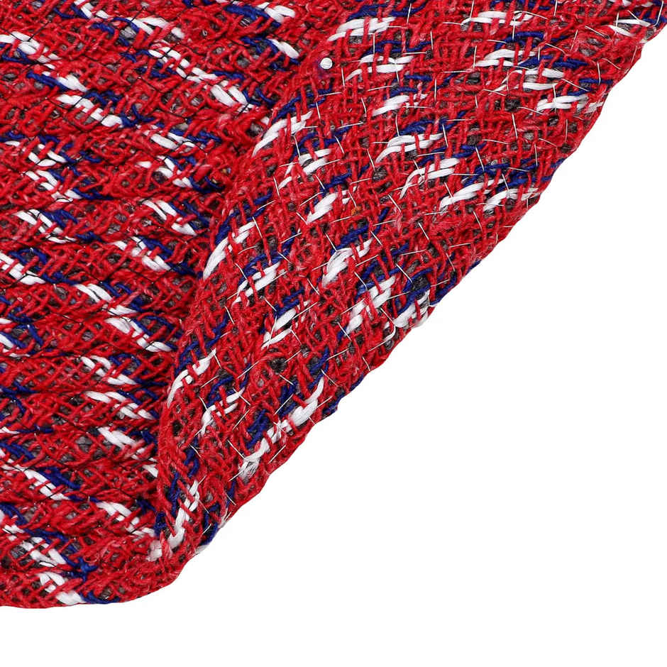 Homeharmony Anti- Skid Red & Blue Cotton Floor Mat | 50 x 30 cm