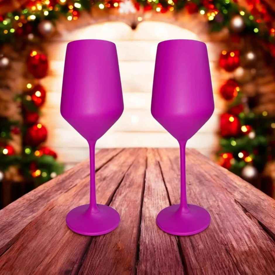Pink Wine Glass | Party Wedding Multipurpose Glassware | Lead Free Crystal | Set of 2 | Bar Box