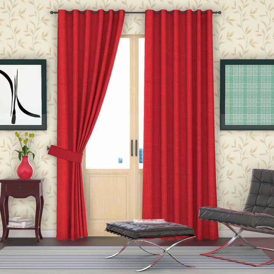 Lushomes Outdoor Curtain for Balcony - Red | 8 Metal Eyelets | 4.5 x 7.5 ft | 54 x 90 inch