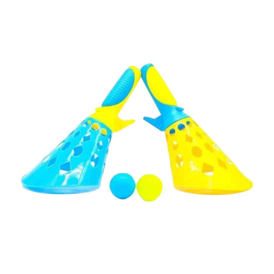 Wembley Click And Catch Twin Ball Launcher Game With 3 Balls Indoor Outdoor Toy Set - Assorted