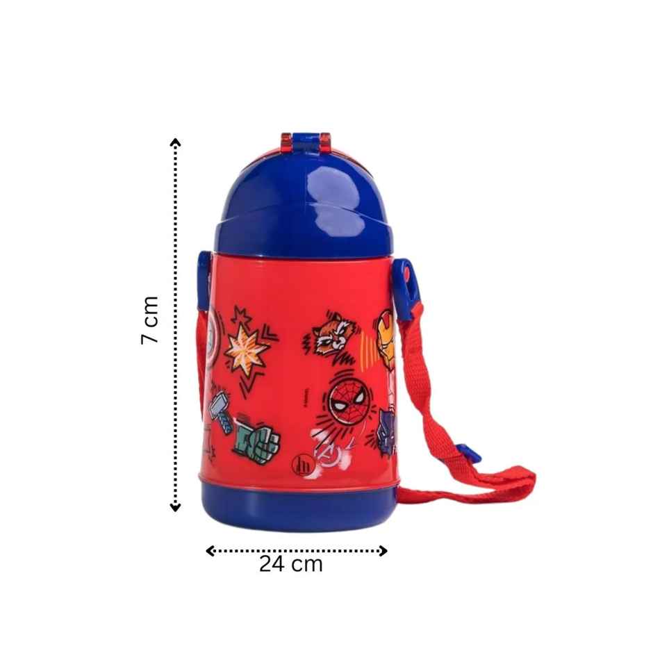 H M International Marvel Avengers Plastic Insulated Sipper Water Bottle | Multicolour - 400 ml