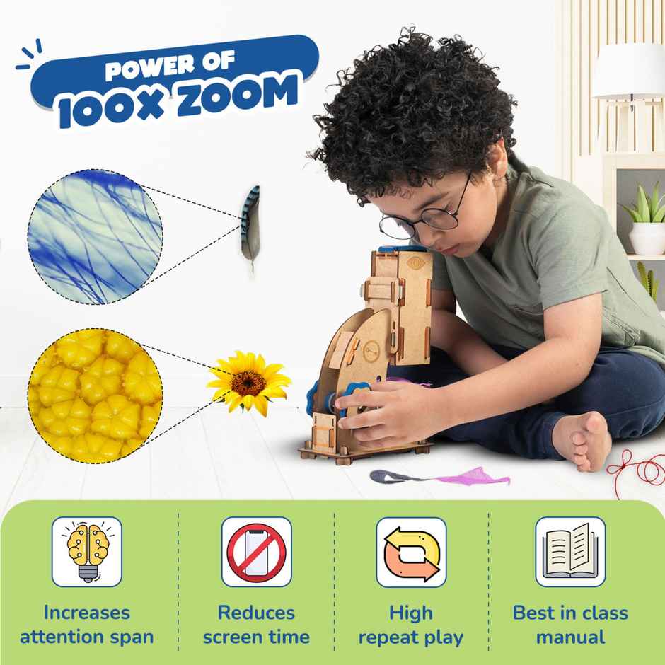 Smartivity Microscope 100x Zoom Toy for 6 to 12-Year-Old Kids, Fun & Learn DIY Activity Kit