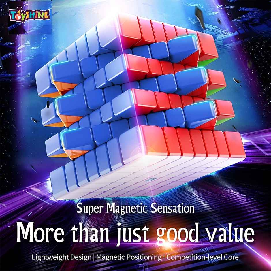Toyshine 7x7x7 Stickerless Smooth Speed Cube - Stress Buster Puzzle for Kids & Adults