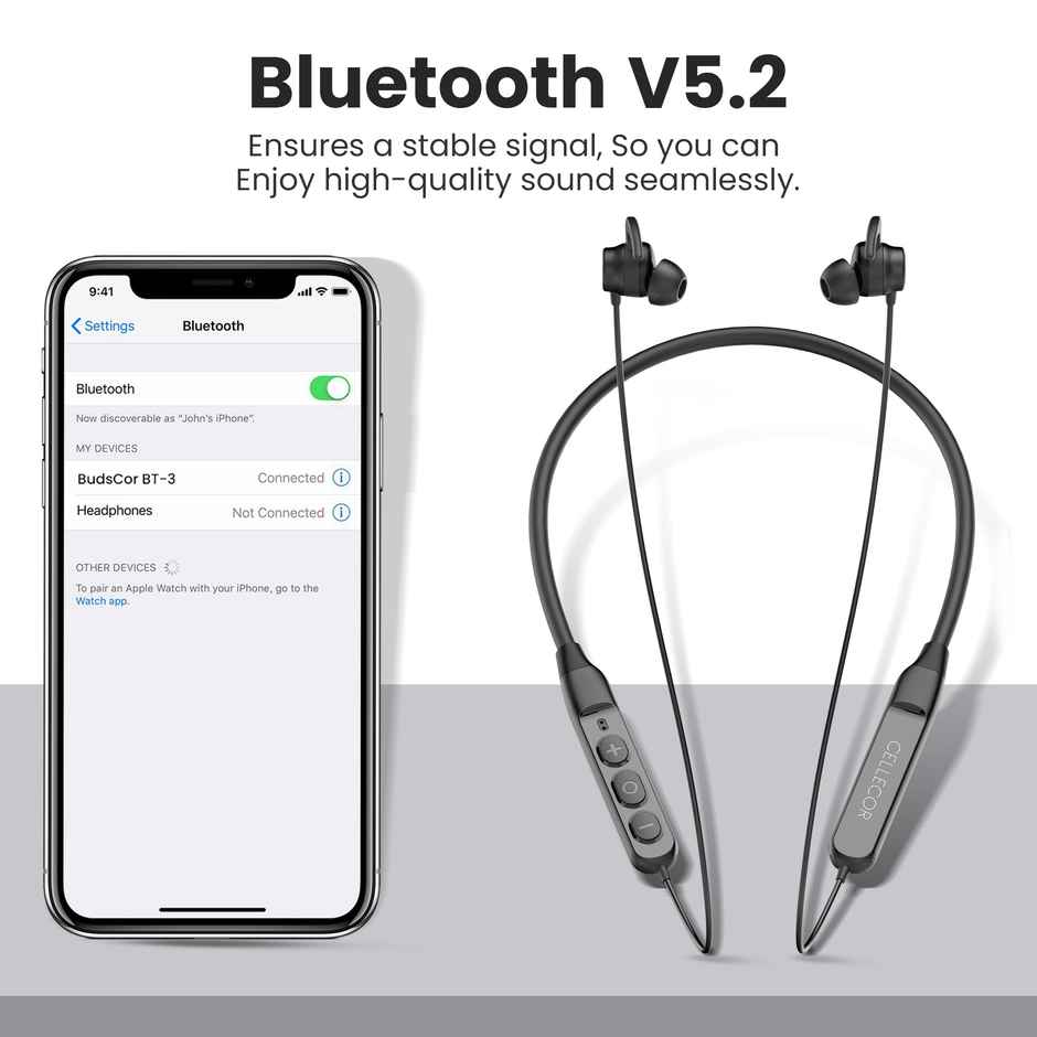 Cellecor Bt - 3 Wireless Bluetooth Earphone Neckband Magnetic Earbuds Black