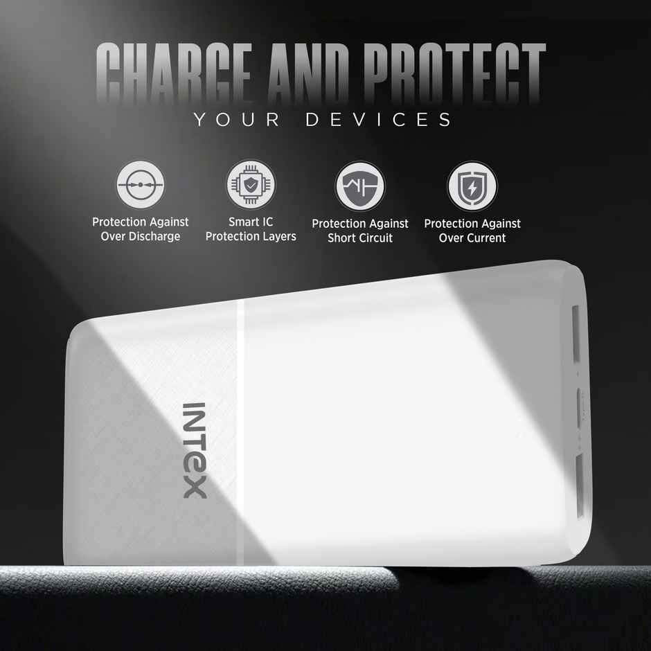 Intex 20000 mAh 12 W Power Bank (Creamy White, Lithium Polymer, Fast Charging for Mobile)