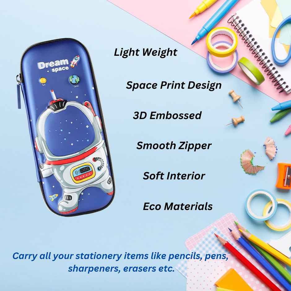 Toyshine Mega Space Explorer Hardtop Pencil Case with Multiple Compartments | Multicolor