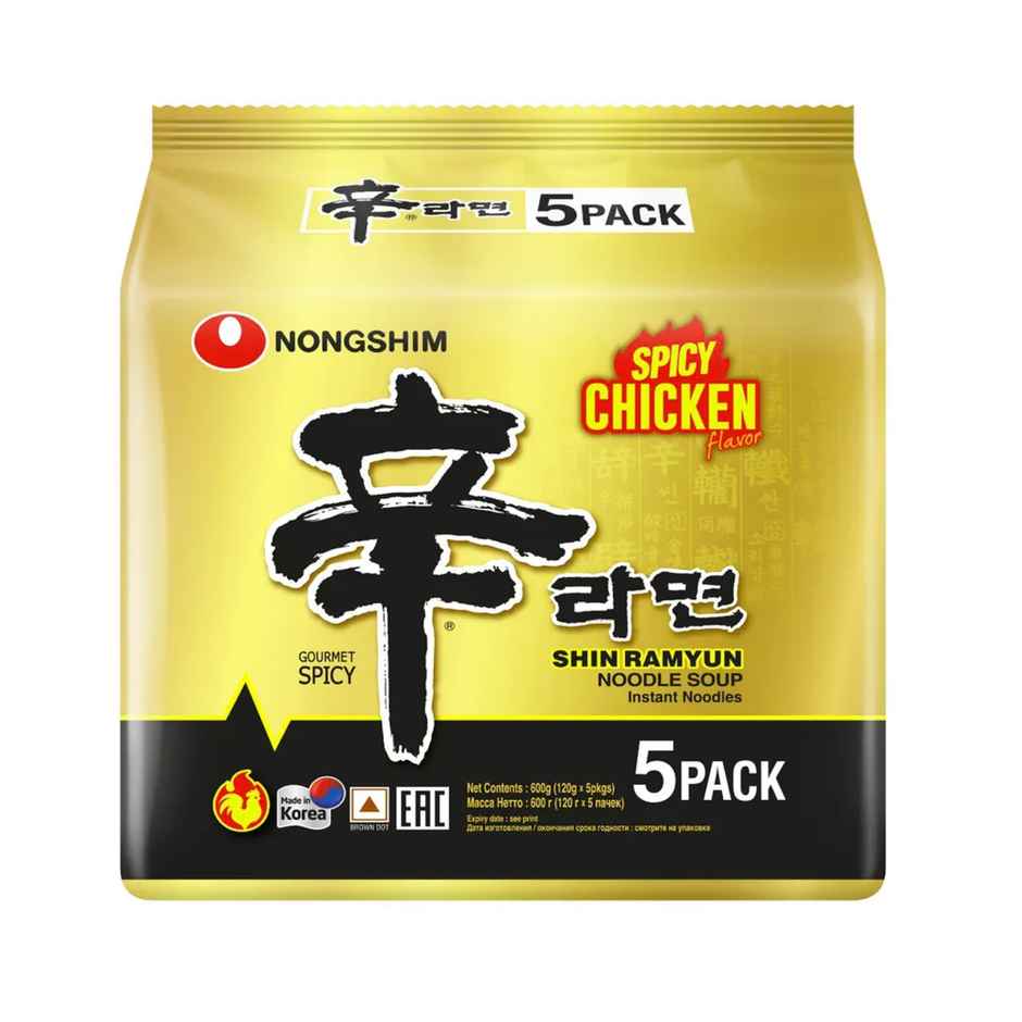 Nongshim Korean Shin Ramyun Noodle Soup With Spicy Chicken Flavour | Non Veg