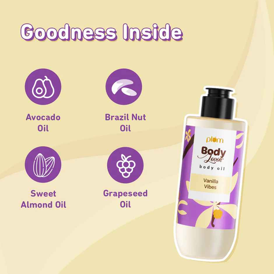 Plum Bodylovin Vanilla Vibes Body Oil Normal To Dry Skin Deep Moisturization Instant Glow