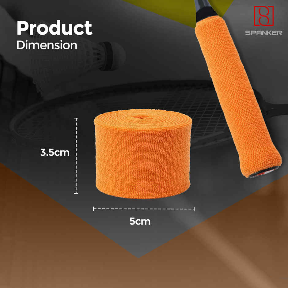 Spanker Sports Towel Racket Overgrip, Soft Anti-Slip Sweat-Absorbing Grip for Badminton & Tennis
