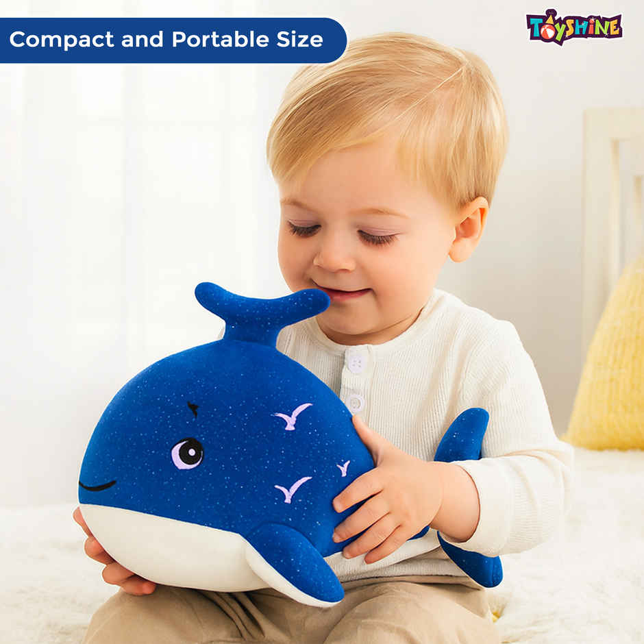 Spanker Blue Whale Soft Toy Cute Plush Whale for Kids Decor - 26 cm