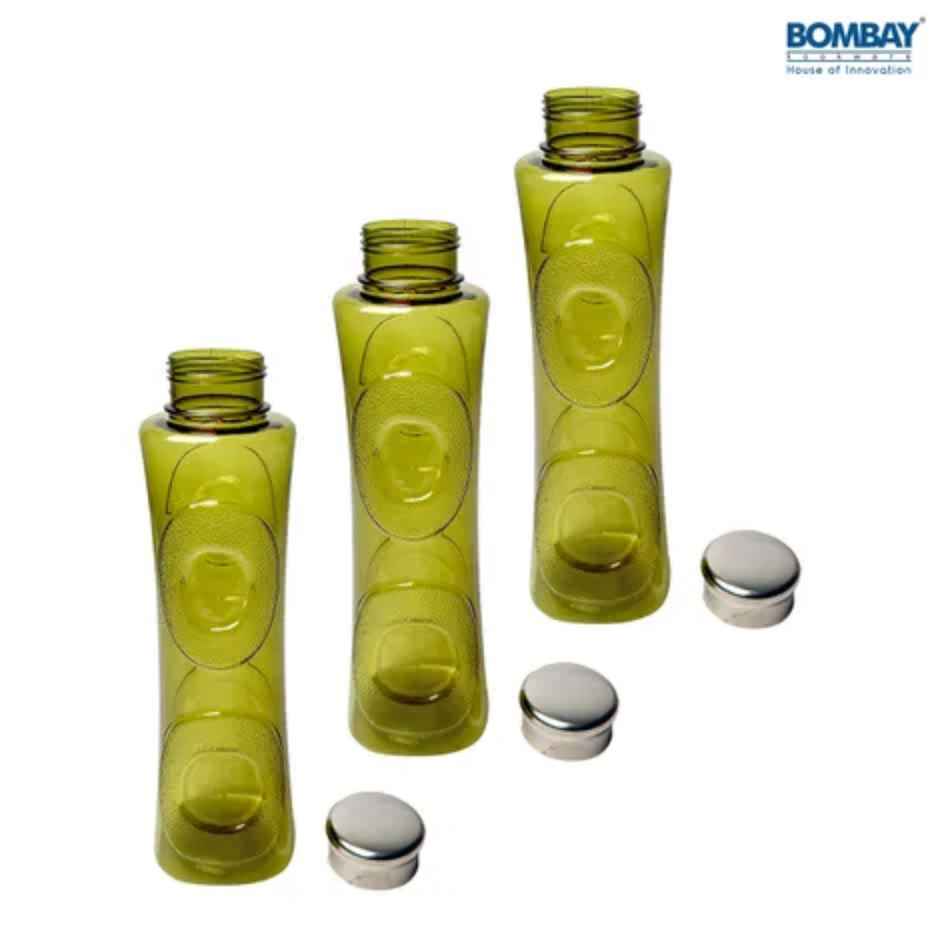 Topaz BPA-free Plastic Water Bottle with Steel Cap | Set of 3 pcs | Each 1500ml | Green