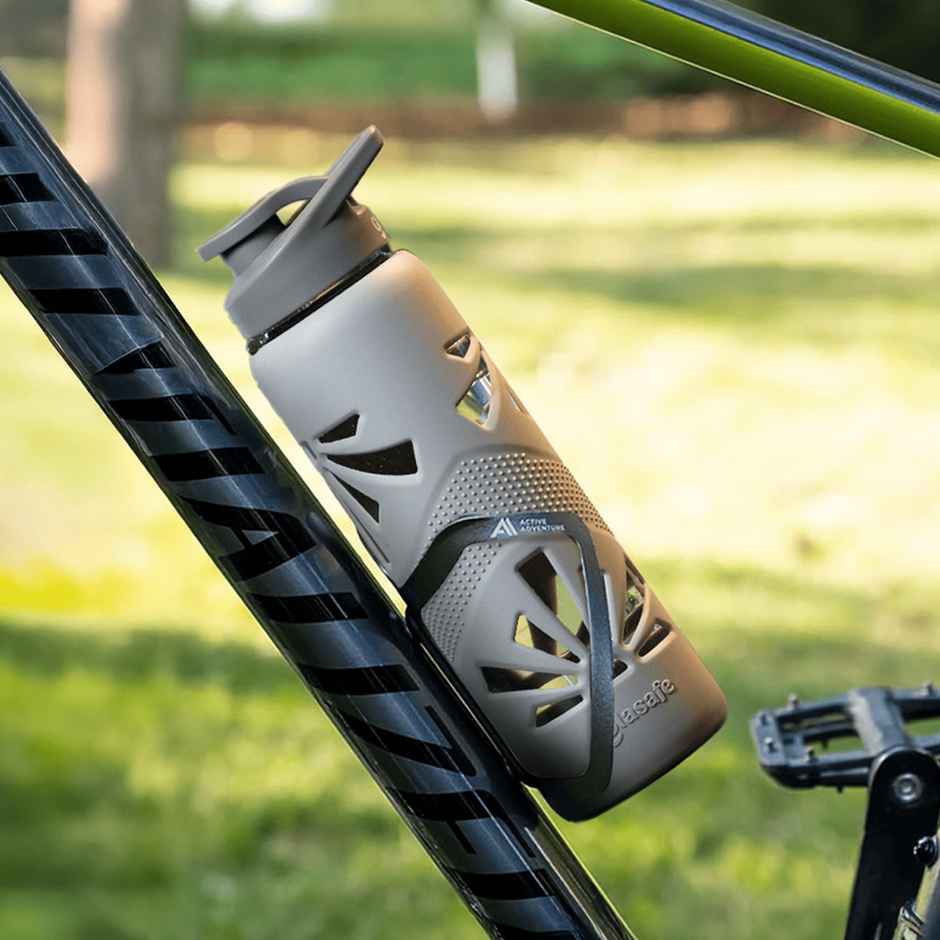 Glasafe Clear Grip Glass Bottle | Borosilicate | Silicone Sleeve | Slate | 750 ml