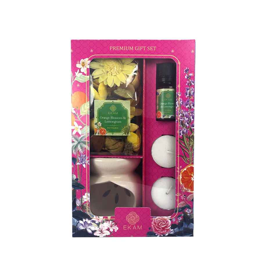 Ekam Ceramic Oil Warmer Potpourri Gift|Orange Blossom & Lemongrass