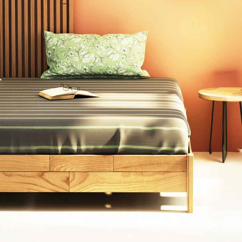 Kopa Extra Smooth Micro Single Bedsheet With 1 Pillow Cover -2pc set (aura) stripe-grey/pistachio