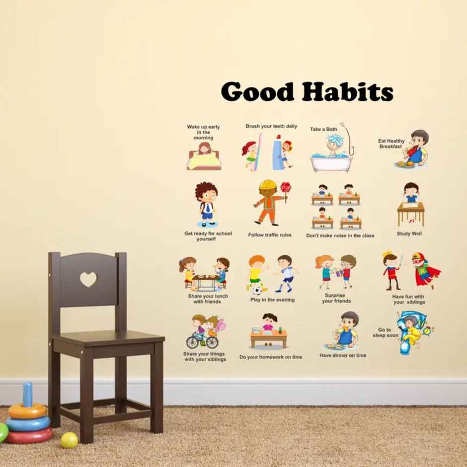 BAY6 Good Habits Removable Sticker - 95cm | Pack Of 1