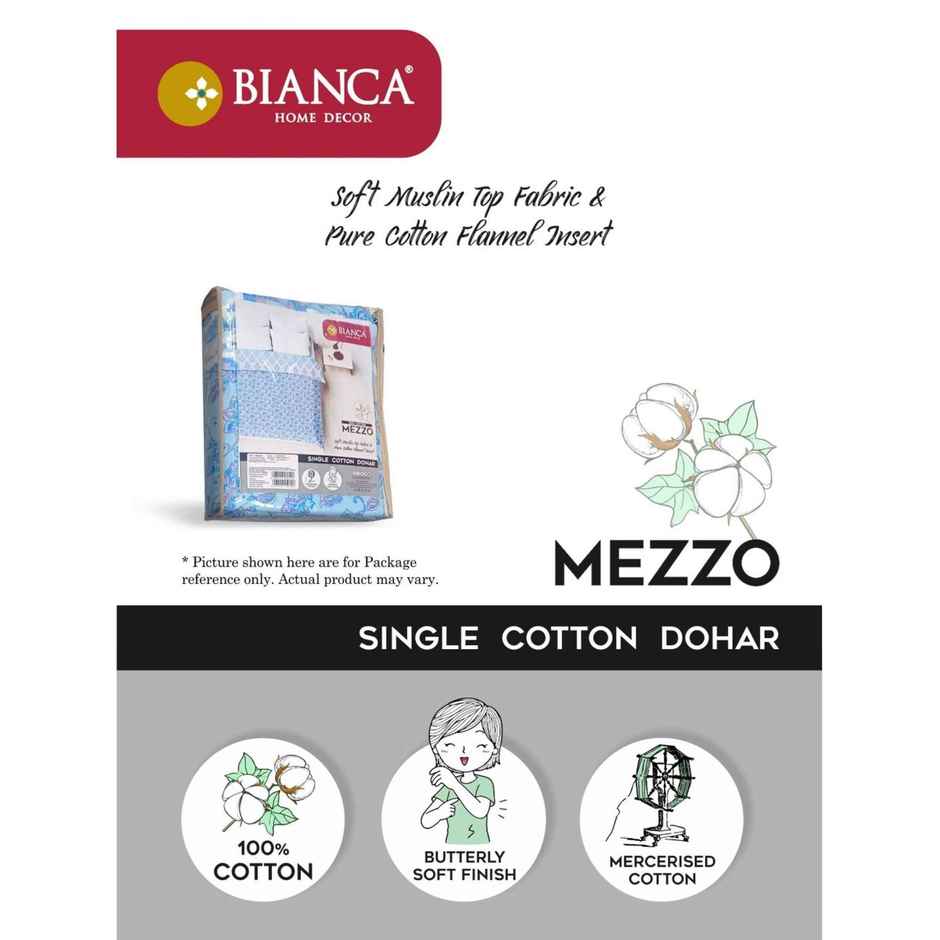 Bianca Extremely Soft Muslin Cotton Dohar With Pure Cotton Single Size | Mezzo Floral-Grey, White