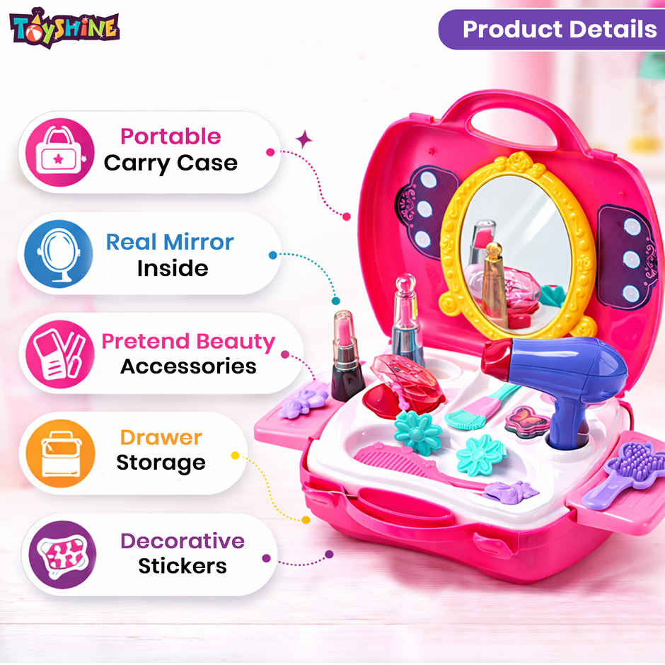 Toyshine Carry Along Beauty Set Toy with Briefcase and Accessories, (Multicolour)
