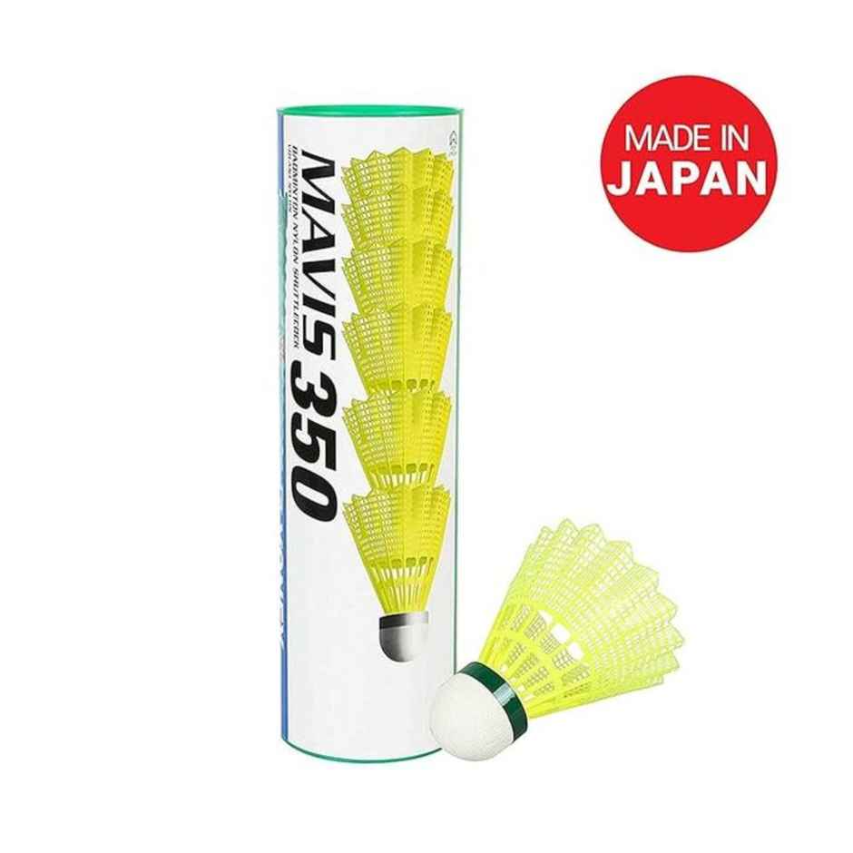 Yonex Mavis 350 Shuttlecock | Cork Base, Nylon Skirt | Pack of 6